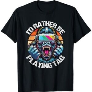 Id Rather Be Playing Tag Gorilla Monke Tag Gorilla Vr Gamer Tshirt